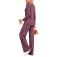 thumbnail image 3 of MOYIKO Two Piece Lounge Sets for Women Casual Lace Pajamas Set Wide Leg Pants Winter Matching 2 Piece Outfits Trendy Clothes, 3 of 7