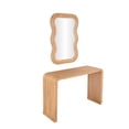 thumbnail image 6 of DecMode 27" x 39" Brown Wood Handmade Ribbed Console Table with Mirror, 2-Pieces, 6 of 10