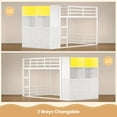 thumbnail image 5 of Bunk Bed Twin Over Twin with 6 Large Fabric Drawers,4 Wooden Storage Bookshelf, Metal Bunk Bed Low Loft Bed with LED Lights,Safety Ladder,Guardrail, Space Saving,White, 5 of 9