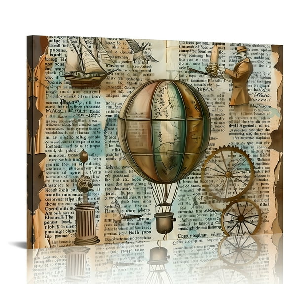 YILUYINQING Steampunk Canvas Print Wall Decorations Wall Art Ready To Hang for Home Living Room Bedroom Kitchen Bathroom Office Decor 16x12in