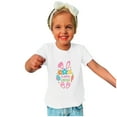 thumbnail image 2 of REORIAFEE Toddler Kids Boys Girls Easter Shirts for Girls Toddlers Tee Shirts Bunny Ears Floral Print Blouse Round Neck Tops Short Sleeve Pullover Summer Fashion Clothing White, 2 of 6