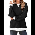thumbnail image 2 of Sudaderas de Talla Grande para Mujer, Camisetas de Larga Extragrandes, Camisetas Casuales de Cuello Redondo con Bloques de Color, Camisetas Tipo Túnica. Negro XL, 2 of 7