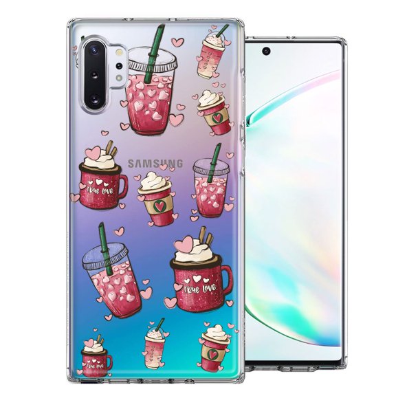 MUNDAZE for Samsung Galaxy Note 10 Coffee Lover Valentine's Hearts Pink Drink Latte Double Layer Phone Case Cover