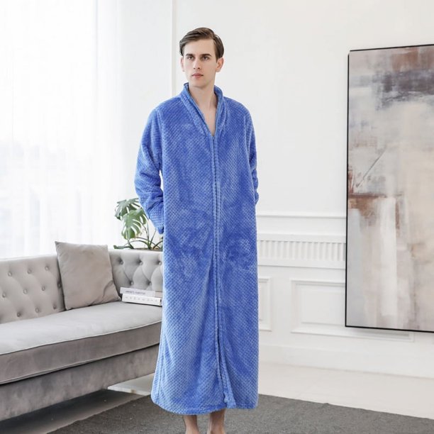 Albornoz de terciopelo Beibei con cremallera de otoño e invierno, bata extra grande, pijama grueso para hombres y mujeres, camisón de franela