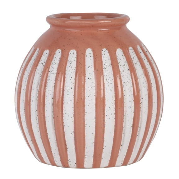 Dolly Parton 6.5 in Pink White Speckled Round Bud Vase