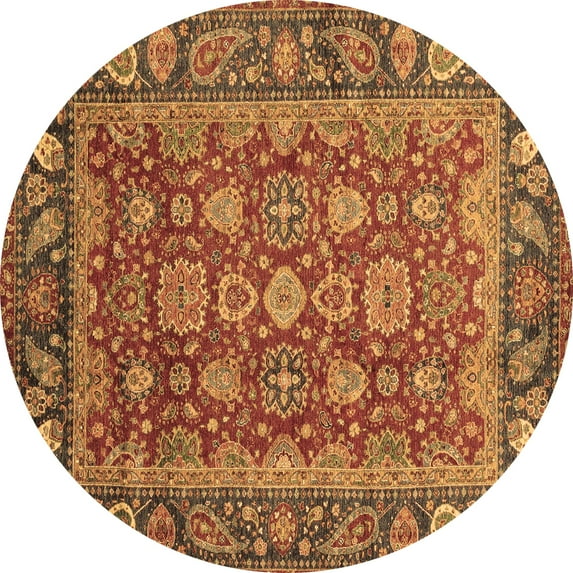 Ahgly Company Indoor Round Oriental Brown Traditional Area Rugs, 8' Round