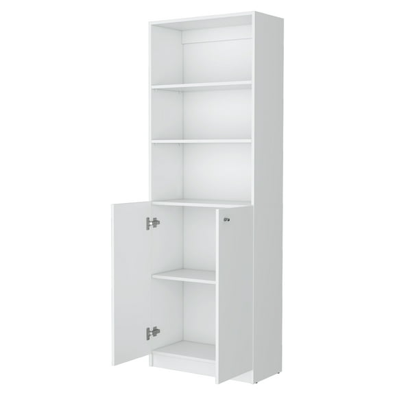 Nmkwnr 3 Shelves Wood Bookcase with 2 Door Cabinet, Book Storage Rack for Living Room, Office
