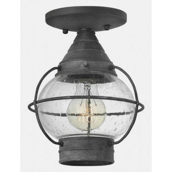 1 Light Small Outdoor Flush Mount in Traditional-Coastal Style 7 inches Wide By 9 inches High-Aged Zinc Finish Bailey Street Home 81-Bel-2999350