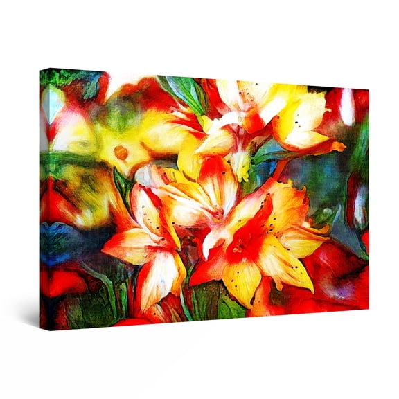 Startonight Canvas Wall Art Abstract - Clear Colors Flowers Red Yellow Painting - Large Artwork Print for Living Room 32" x 48"