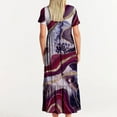 thumbnail image 3 of pimelu Dresses for Women Cocktail Dresses for Women Loose Pocket Flowy Pleated Swing Tunic Maxi Dresses Summer Elegant Marbled Print Short Sleeve Round Neck Womens Long Sun Dresses, 3 of 5