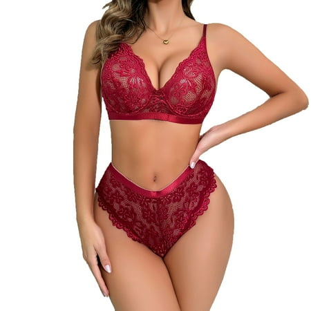 KBKYBUYZ Lingerie Sets for Women Classy Women French Lingerie Hot And Breathable Thin Lace Collection Bra Set With Light And Thin Material Underwear On Sale