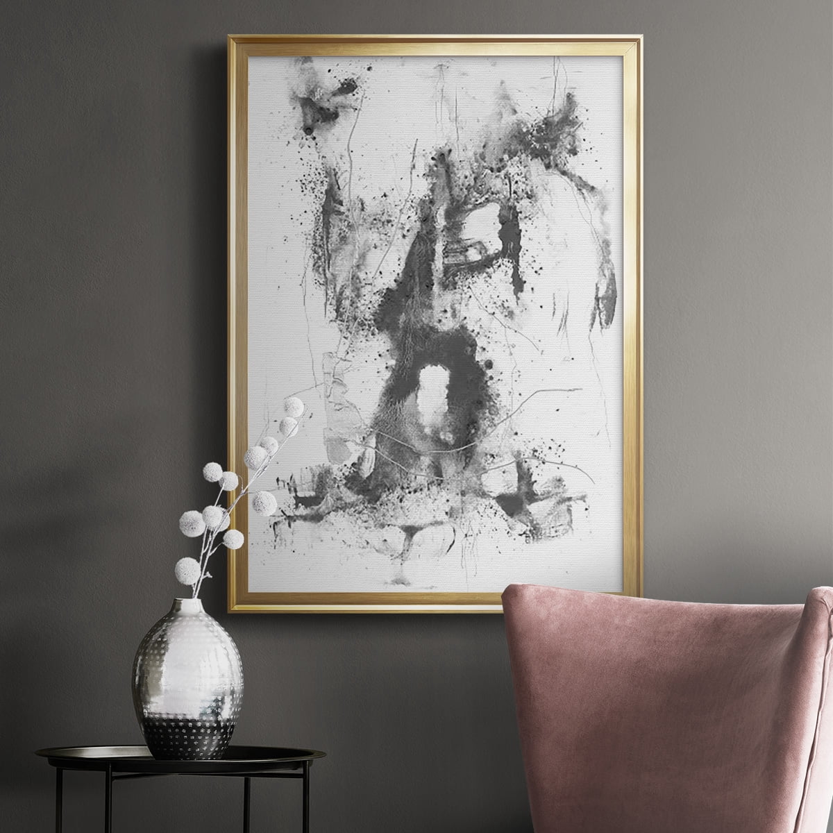 Graphite Abstract II Premium Framed Print, in Gold, Black, or Silver - Ready to Hang