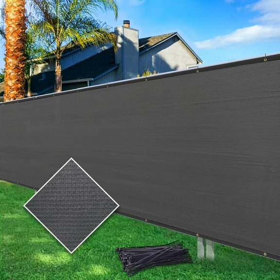 5'X25' Privacy Screen Fence 96% Blockage Heavy Duty Protective Covering Mesh Fencing for Outdoor Patio Lawn Garden Balcony Dark Grey