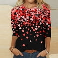thumbnail image 2 of Valentine's Day Savings Clearance 2024! TAGOLD Summer Tops for Womens, Women's Fashion Three Quarter Sleeve Retro Round Neck Easter Printed Loose Tops Blouse, 2 of 4