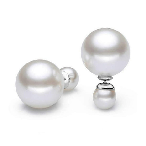 Elegant Double Sided Pearl Earrings With Front And Back Pearl Stud Earrings - 925 Sterling Silver Jewelry
