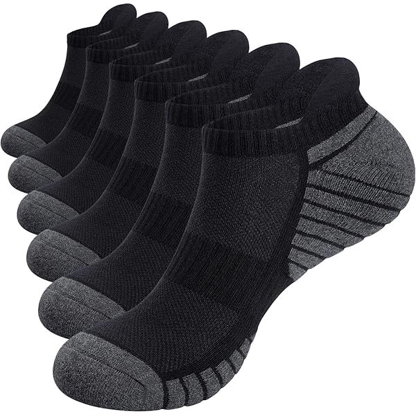 WAYAN Mens Socks,6 Pairs Anti-Blister Cushioned Breathable Cotton Athletic Ankle Running Sports Women Sock
