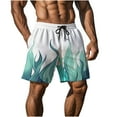 thumbnail image 4 of Yaoyar Men's Flame Graphic Print Beach Shorts with Dual Side Pockets Elastic Waist Summer Swim Trunks for Men,Light Blue,3XL, 4 of 8