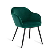 DUOMAY Living Room Accent Chair with Arms on Side Corner, Modern Velvet Accent Chair, Upholstered Desk Chair for Bedroom (Dark Green)