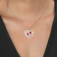 thumbnail image 3 of Gem Stone King Two Tone Pink Created Sapphire Red Created Ruby White Moissanite `Forever in My Heart` Engraved Pendant Necklace for Women (1.62 cttw, Heart Shape 5MM, 18 inch Chain), 3 of 3