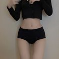 thumbnail image 6 of HUPOM Silk Panties Panties For Girls Briefs Casual Tie Comfort Waist Black M, 6 of 6