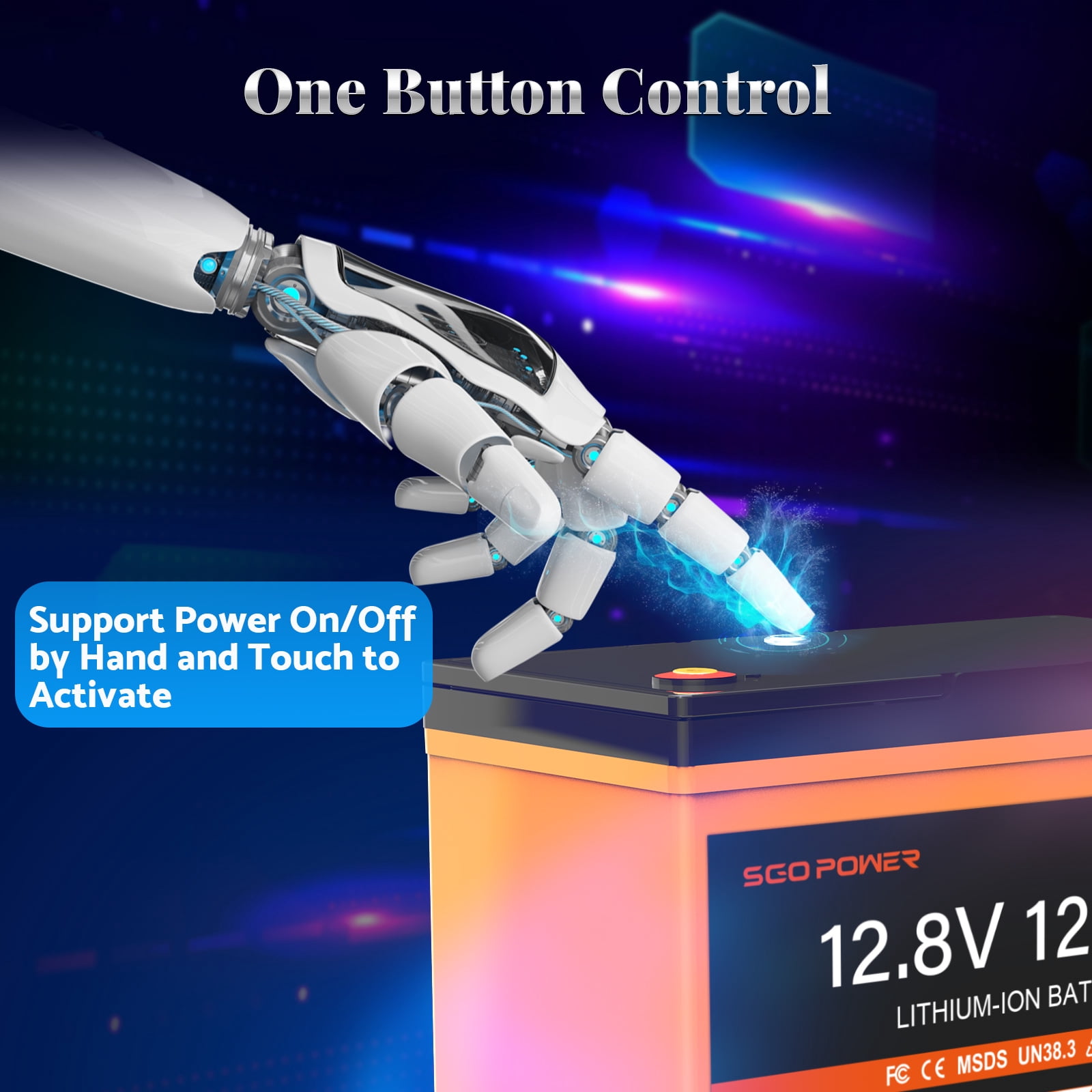 12V 125Ah LiFePO4 Battery, 100A BMS Group 27 Deep Cycle Lithium Battery for Trolling Motor, Marine, RV, Camper, Trailer, Solar System, Golf Cart with Bluetooth, Control Button 1280W, Max 15000 Cycles