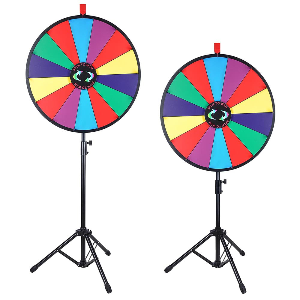 24" Prize Wheel Tripod Floor Stand Editable Fortune Spinning Game Dry Erase 