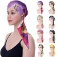 thumbnail image 1 of Visland Women Floral Print Vintage Tassel Elastic Wide Band Chemo Head Scarf Turbans Night Sleep Hat Cap, 1 of 3