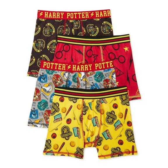 Harry Potter Boys Allover Print Boxer Briefs, 4-Pack, Sizes XS-XL