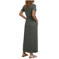thumbnail image 4 of Admvng Women's Maxi Dress Short Sleeve Round Neck Casual Dress with Pockets Flowy Summer Long Dress, 4 of 6