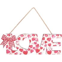 Valentine's Day Door Sign Love Wall Hanging Heart Wooden Signs Decorations Outdoor Pink Wall Decor Bowknot