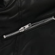 Fesfesfes Leather Jacket for Women Cool Faux Leather Jacket Long Sleeve Zipper Fitted Coat Fall Short Jacket