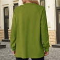 thumbnail image 4 of Htigea Womens V Neck Sweatshirts Solid Color Button Down Pullover Tops Casual Loose Tunic Sweatshirt Green L, 4 of 8