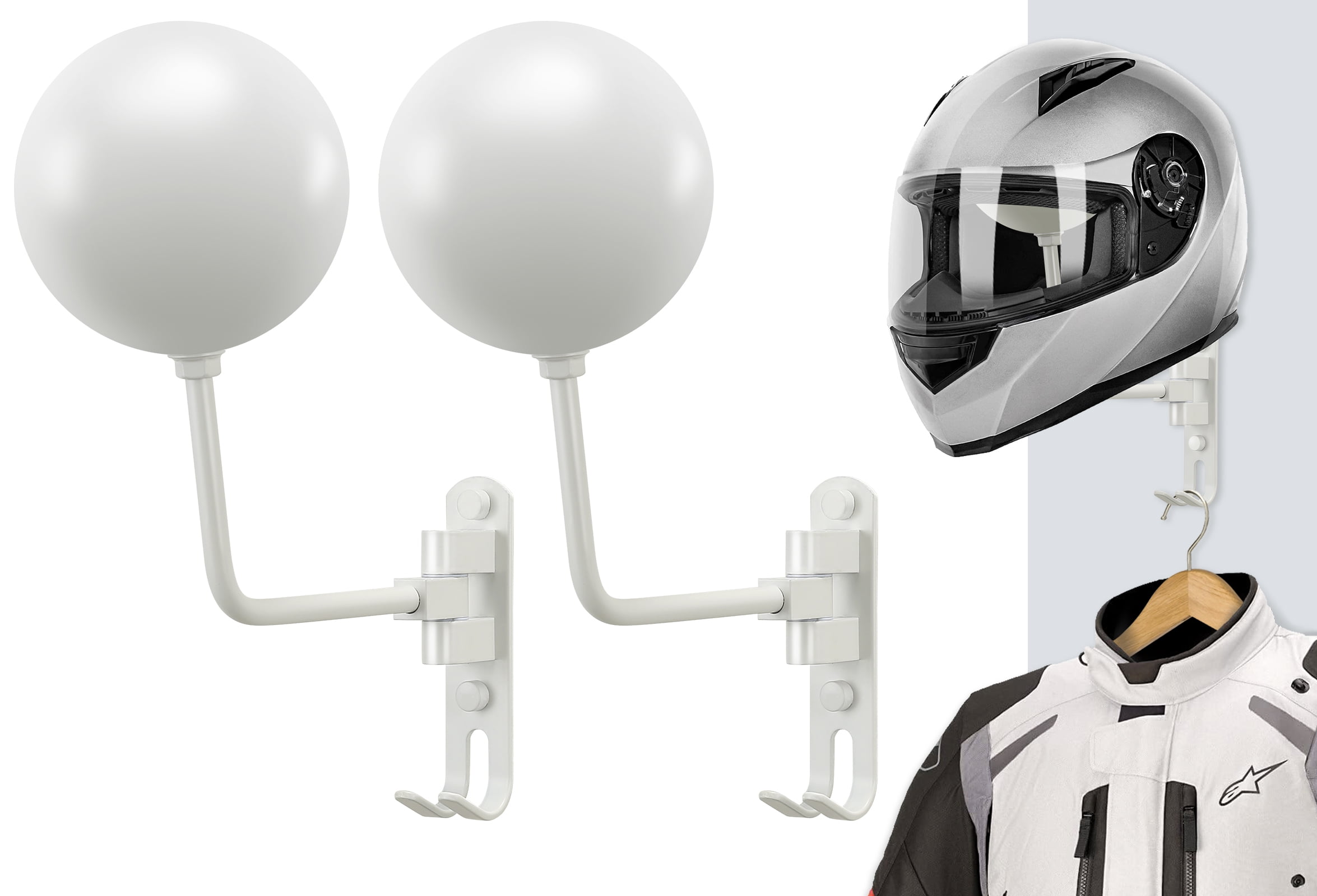 SKIKEN White Helmet Holder Wall Mount, Football Helmet Rack Stand