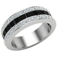 thumbnail image 3 of Mens Wedding Rings / Unisex Black Diamond 14K Solid White Gold Accented Wide Halfway Diamond Ring 3.72 CT TW, 3 of 6