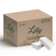 Lilly Premium Paper Multifold Hand Towel, White, 16 Packs