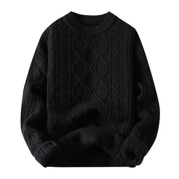 GBSYEWXS Pullover Sweater For Men Long Sleeve Solid Color Pullover Daily Wear Casual Crew Neck Sweaters Black