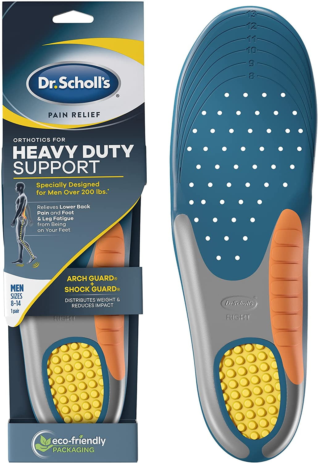 Torrent Beoefend Verdorren Dr. Scholl's Heavy Duty Support Pain Relief Orthotics, Designed for Men  over 200lbs with Technology to Distribute Weight and Absorb Shock with  Every Step (for Men's 8-14) - Walmart.com