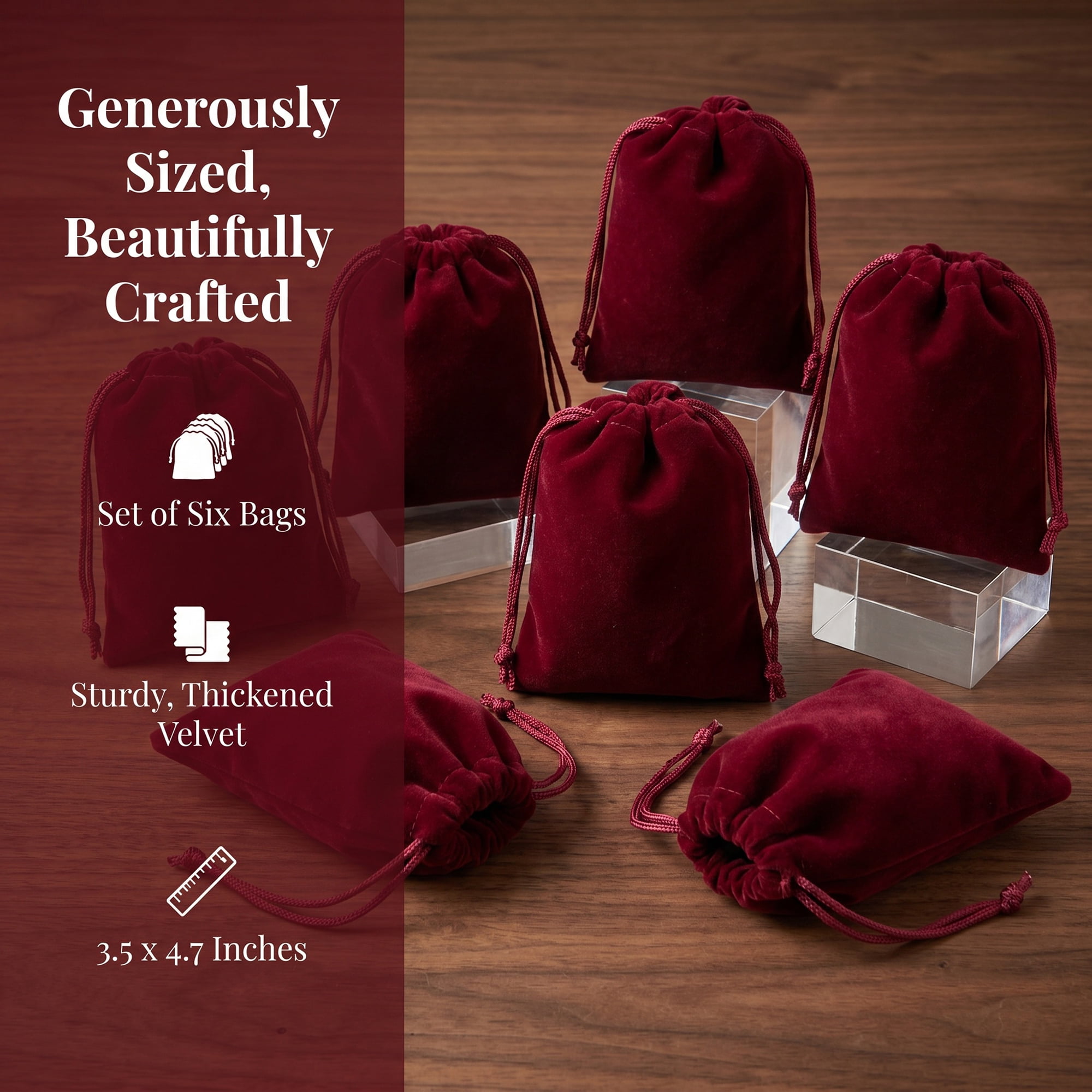 Unique Bargains Mini Gift Bags with Drawstring and Handles for Gifts Wine Red 3.5" x 4.7"