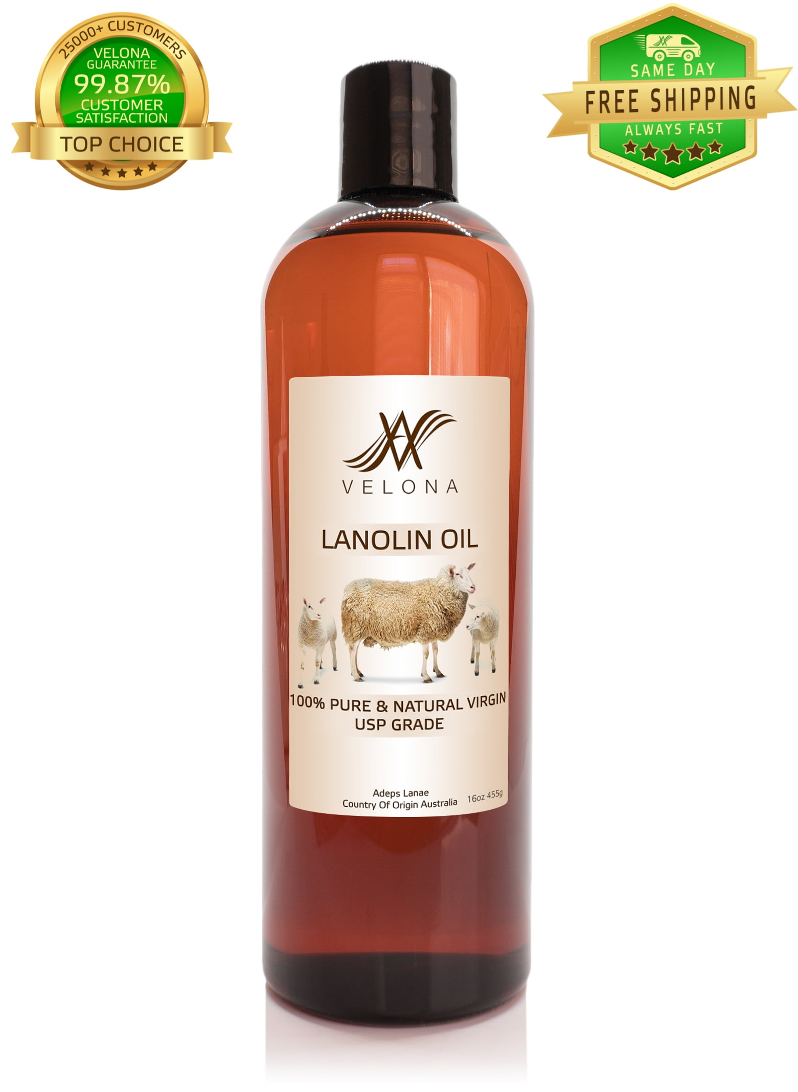 Lanolin Oil USP Grade by Velona 16 oz 100 Pure and Natural Carrier