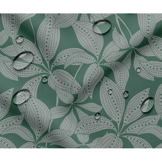 Tissu Taffetas Imperméable d'Extérieur au Mètre - Soimoi Imprimé Feuilles Vert / Résistant aux UV / Idéal pour Housses de Coussins, Imperméables, Rideaux de Douche et Plus / Largeur 56 Pouces