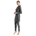 thumbnail image 4 of IBTOM CASTLE Women Muslim Burkini Swimsuits Modest Swimwear Islamic Long Sleeve Full Cover Hijab Swim Top Pants Plain ​Bathing Suit 2XL Gray, 4 of 5