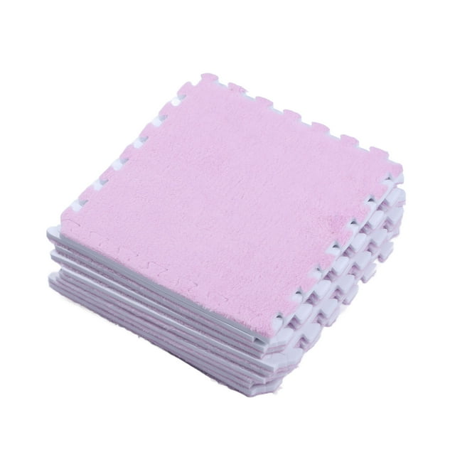 10 Uds. Alfombra de espuma para suelo de rompecabezas de felpa, azulejos esponjosos, cortables, antideslizantes, alfombra entrelazada, color morado