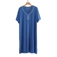 thumbnail image 4 of Hilenly Mens Nightshirt Short Sleeve Lounge Sleep Henley Shirts Comfy Modal Sleepwear Loungrwear, 4 of 6