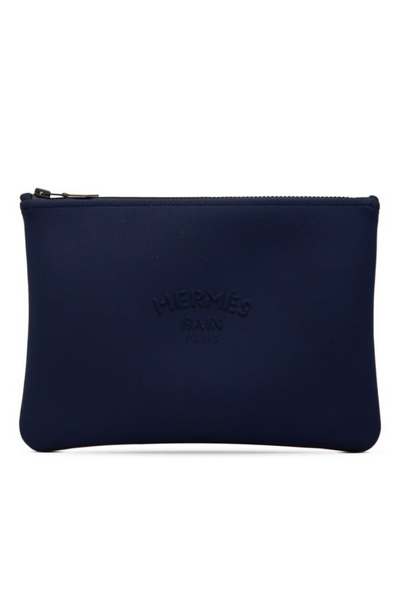 Pre-Owned Hermes Truss Flat Neoban MM Pouch Navy Polyamide Women's HERMES (Good)