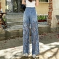 thumbnail image 5 of Idoravan Women's High Waist Lace Spliced Stretchy Zipper Jeans High Waist Design Comfortable Stretchy Feel, Relaxed Fit, Party Occasion Styling, Weekend Casual Wear, 5 of 8
