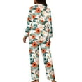 thumbnail image 5 of Kuiaobaty Flower Print Womens Pajamas Short Sleeve Loungewear Two-Piece Long Sleeve Sleepwear Button-Down Pj Set Comfy Nightgown, XL, 5 of 7