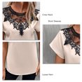 thumbnail image 3 of Mujeres camiseta crew Masajeadores de cuello manga corta Encaje suelta hem casual blusa para oficina al aire libre, 3 of 6