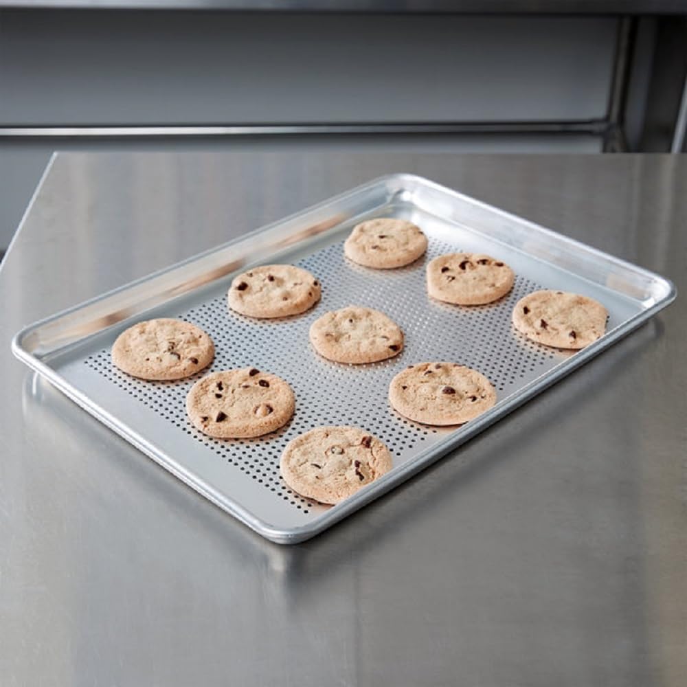 TrueCraftware- Set of 2 Half Size 18" x 13" Perforated Aluminum Sheet Pan- Oven Safe Baking Pan Baking Tray Cookie Sheet Baking Sheet Perfect for Baking Roasting and More