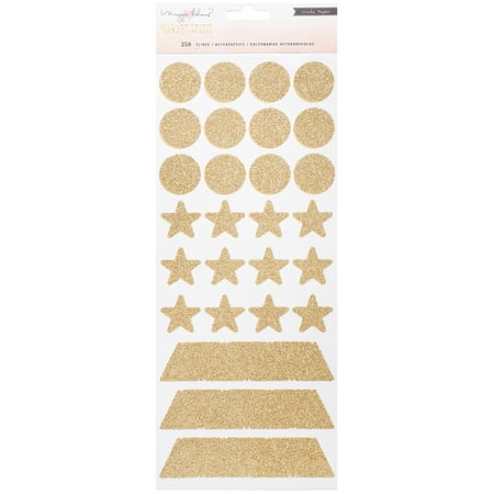 Glitter Magnet - Maggie Holmes Magnet Studio Vinyl Clings Book W/4 Sheets-Geo/Gold Glitter, Black, Pink & Mint
