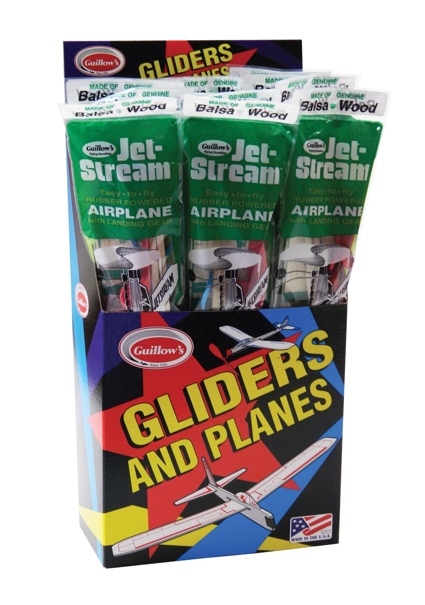 Eight Guillow's 55 Jetstream Flying Balsa Wood Toy Airplanes